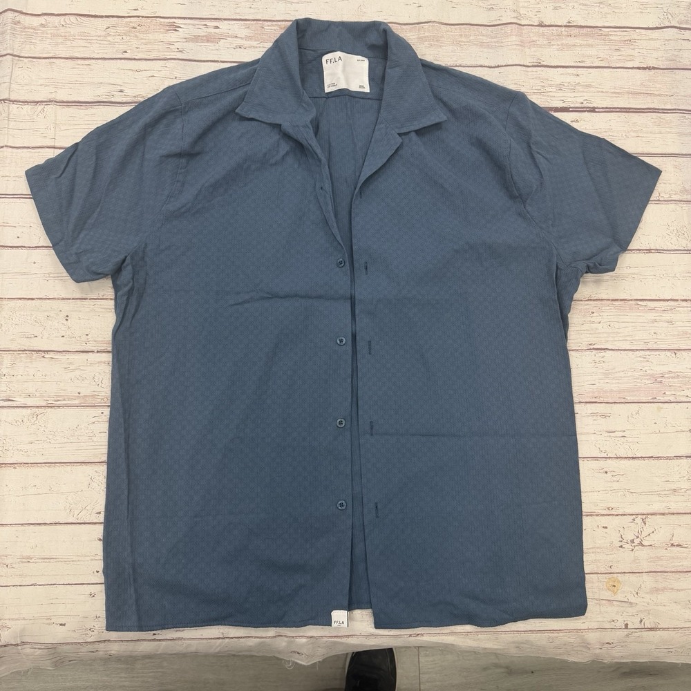 Men's Short Sleeve Button Down Black Shirt Size 2XL By Five Four Los Angeles